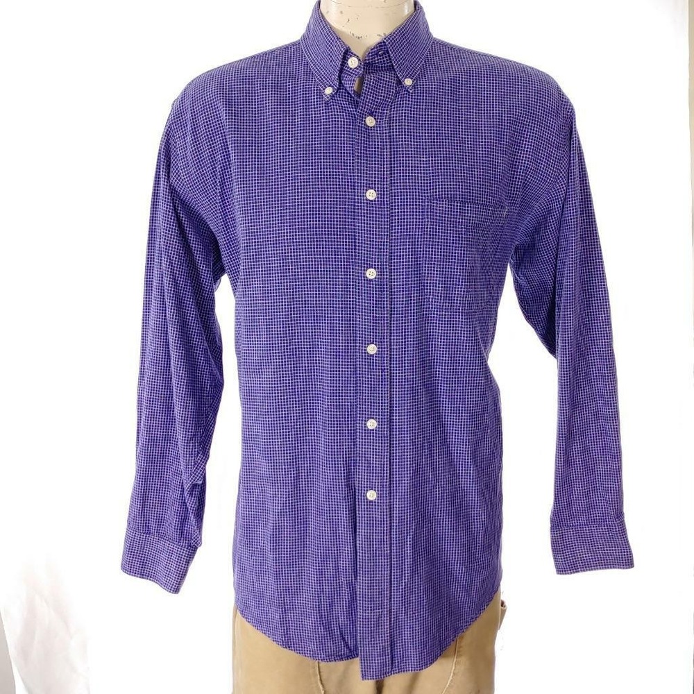 Brooks Brothers Mens Cotton Check Button Down Sport Shirt Sz M EUC